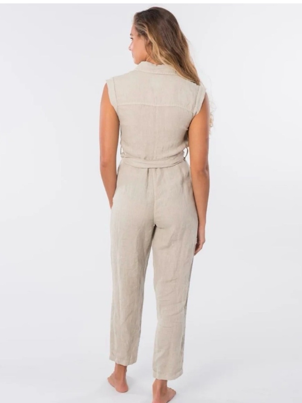 Rip curl women’s utility linen off duty neutral natural boiler suit - Picture 3 of 15